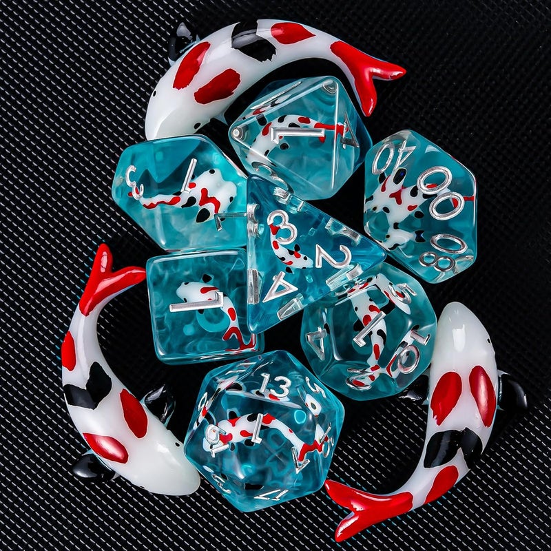 weyano Fish/Animal Resin D&D Dice Set, 7pcs Polyhedral Dice (D4, D6, D8, D10, D12, D20, D%) for Dungeons and Dragons, RPG, MTG, Role Playing Games - Image 2
